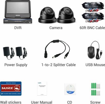 Camera bewaking set, 10 inch flip monitor 2 camera`s