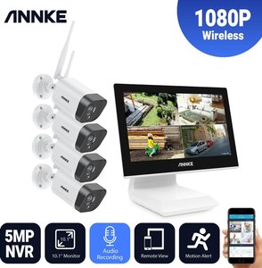 Draadloos 1080P camerabeveiligingssysteem 4 camera's