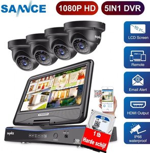 Camera bewaking set, 10 inch flip monitor 4 camera`s